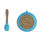 Mori Mori round bowl with spoon and silicone suction blue