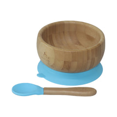 Mori Mori round bowl with spoon and silicone suction blue