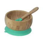 Mori Mori round bowl with spoon and silicone suction green