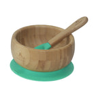 Mori Mori round bowl with spoon and silicone suction green