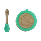Mori Mori round bowl with spoon and silicone suction green
