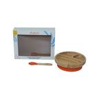 Mori Mori round plate with spoon and silicone suction orange