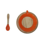 Mori Mori round plate with spoon and silicone suction orange