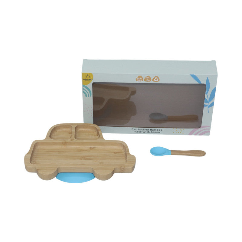 Mori Mori car plate with spoon and silicone suction blue