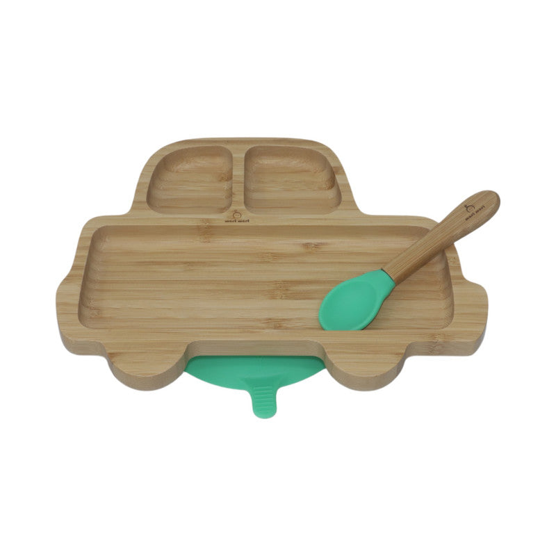 Mori Mori car plate with spoon and silicone suction - green