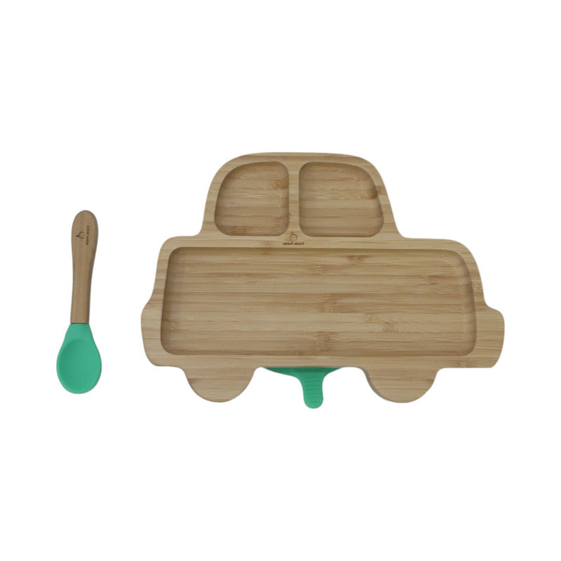 Mori Mori car plate with spoon and silicone suction - green