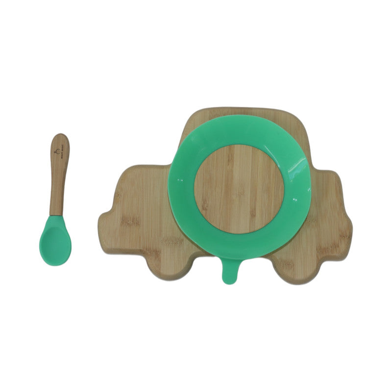 Mori Mori car plate with spoon and silicone suction - green