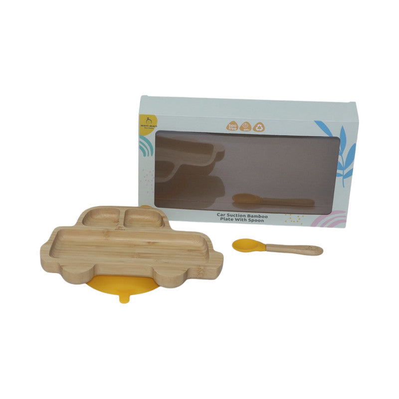 Mori Mori car plate with spoon and silicone suction yellow