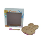 Mori Mori rabbit plate with spoon and silicone suction pink