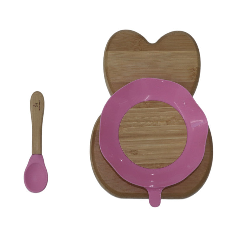 Mori Mori rabbit plate with spoon and silicone suction pink