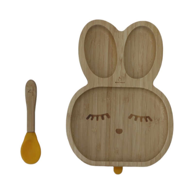 Mori Mori rabbit plate with spoon and silicone suction yellow