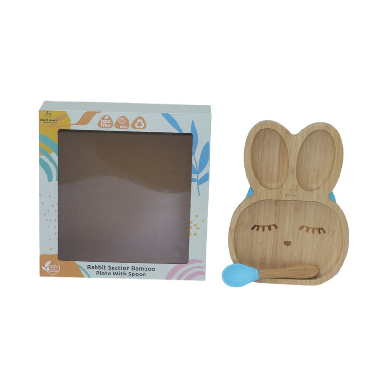 Mori Mori rabbit plate with spoon and silicone suction - blue