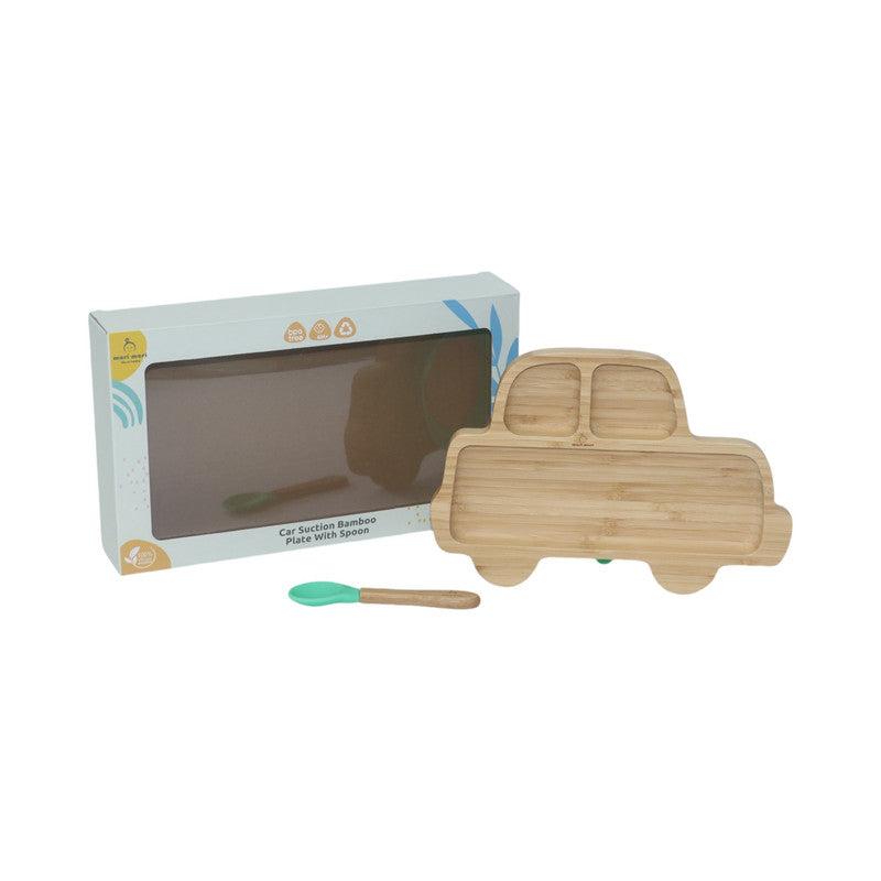 Mori Mori car plate with spoon and silicone suction - green