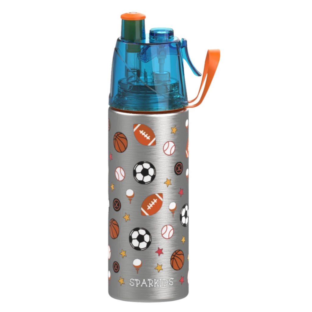 sparkids steel water bottle 490ml basket ball