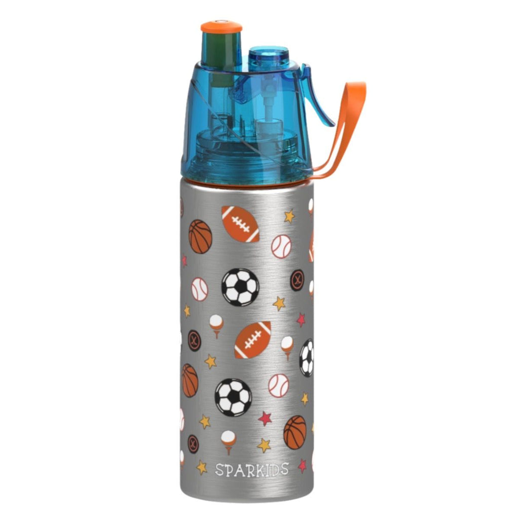 sparkids steel water bottle 490ml basket ball