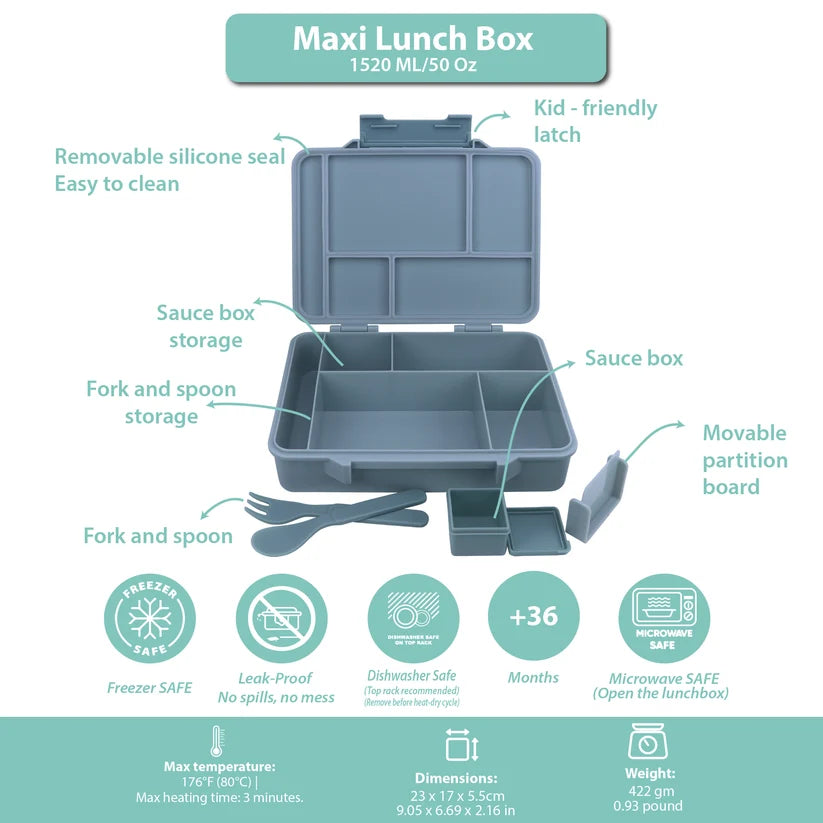 Clevakid Maxi Lunch Box Baby Blue 1520ML\50 OZ - ClevaAstroo Friend