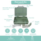 Clevakid Maxi Lunch Box Green  Olive 1520ML\50 OZ