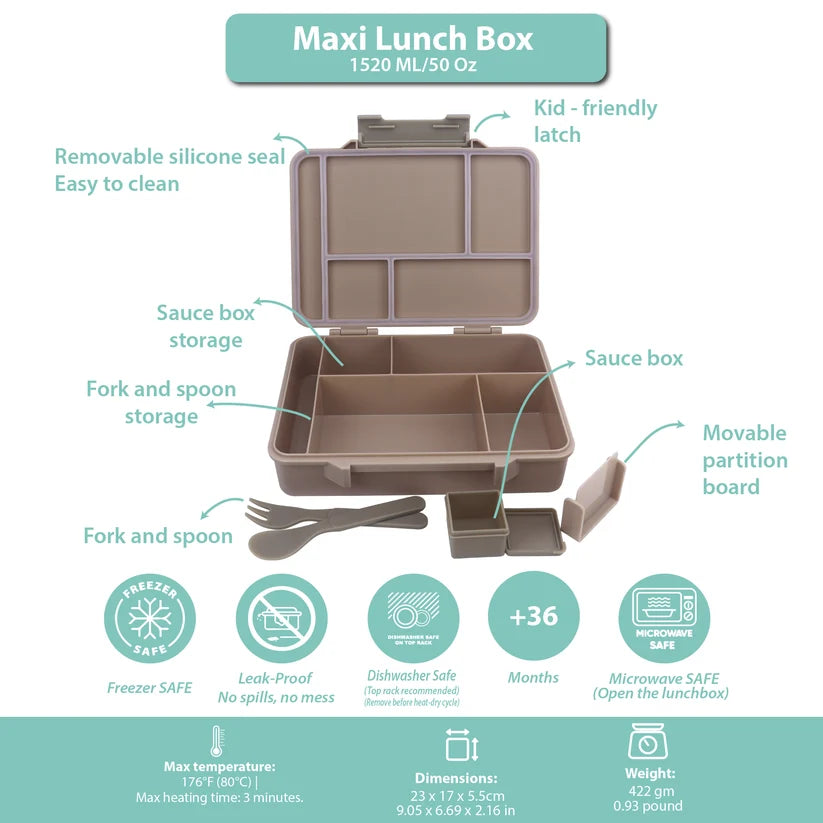 Clevakid Maxi Lunch Box Brown Dark Toffeh 1520ML\50 OZ