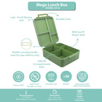 Clevakid Mega Lunch Box Green Leaves 1600ML\54 OZ