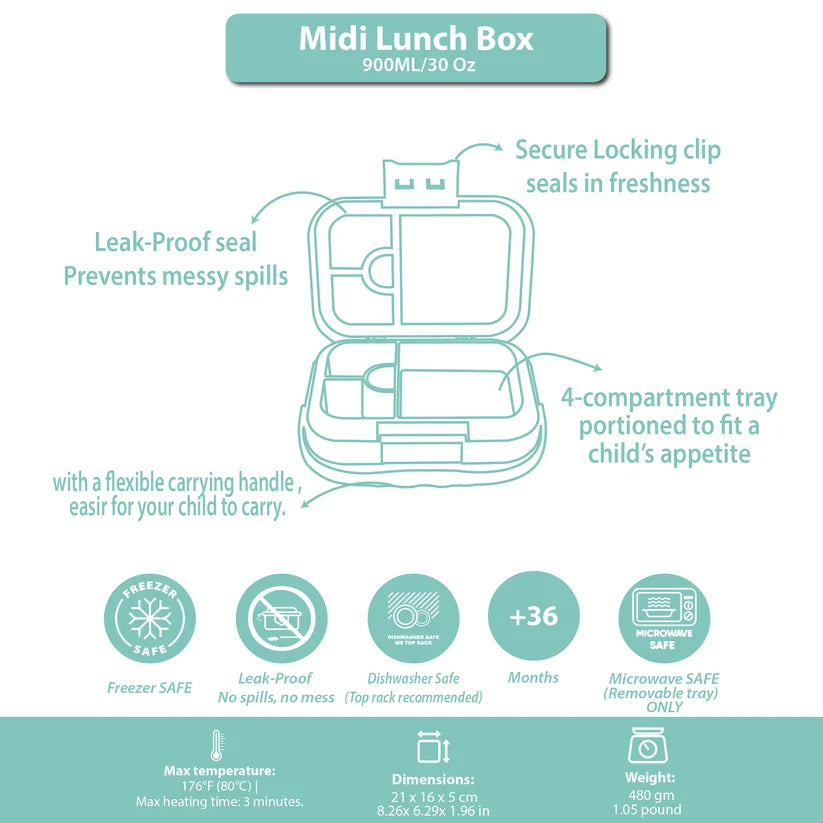 Clevakid Midi  Lunch Box Purple Dark Powder 900ML \30 OZ