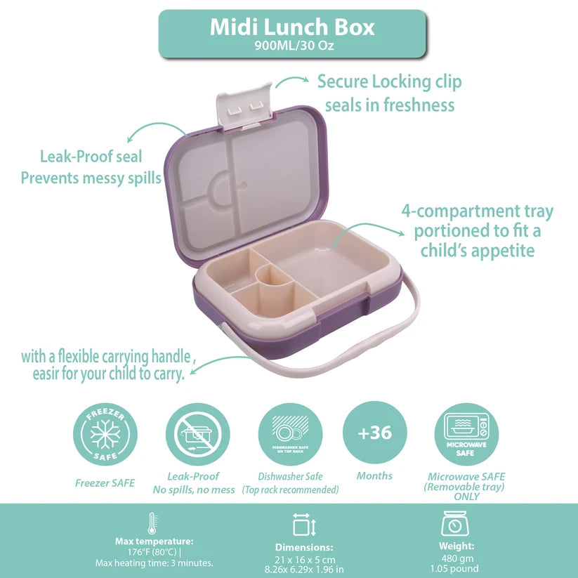 Clevakid Midi  Lunch Box Purple Dark Powder 900ML \30 OZ