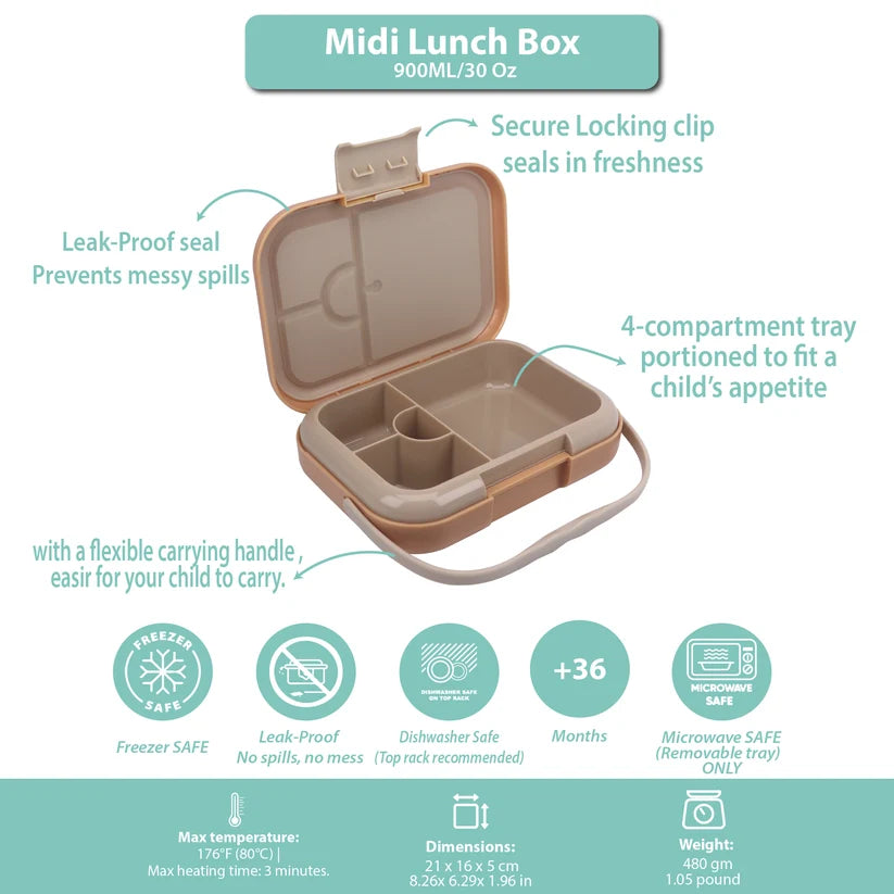 Clevakid Midi  Lunch Box Pink Dark Powder 900ML \30 OZ - ClevaRaff Friend