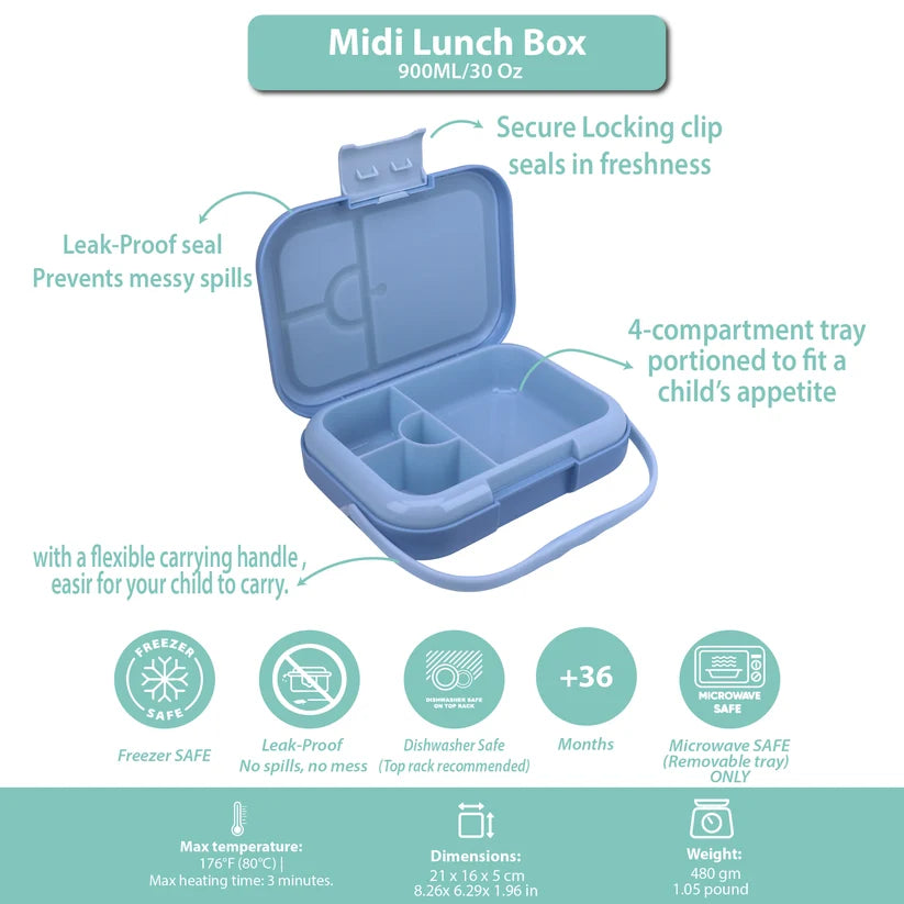 Clevakid Midi  Lunch Box Blue Dark Ice 900ML \30 OZ