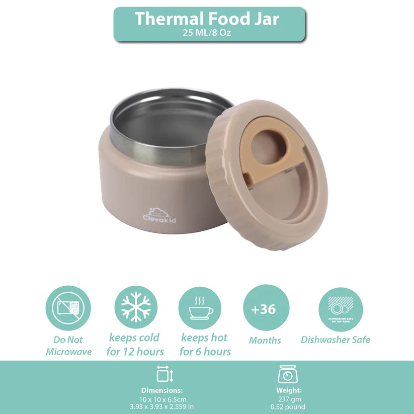 Clevakid Thermal Food Jar Brown Dark Toffeh 250ML \8 OZ