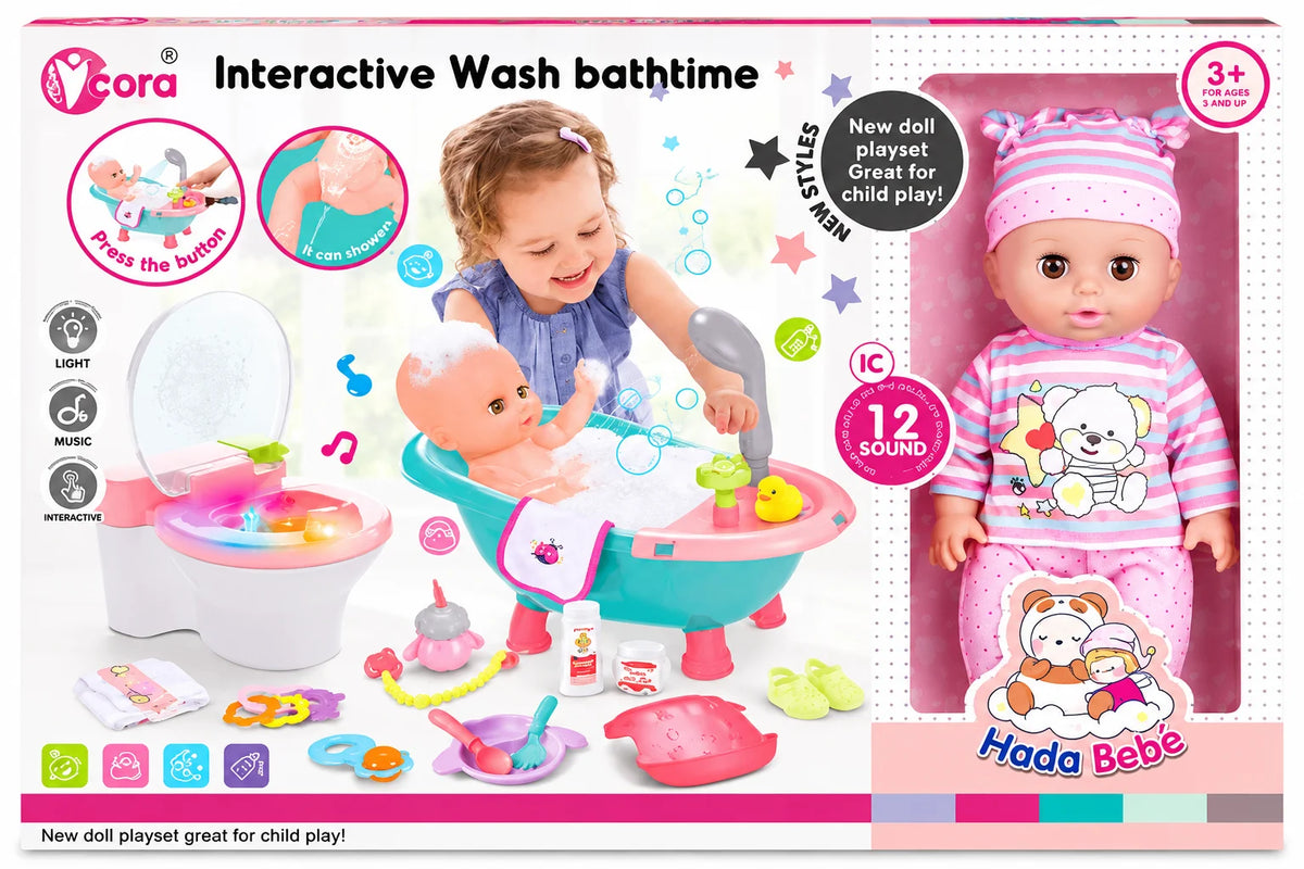 Interactive Baby Doll Bathtime Set – 12 Sounds