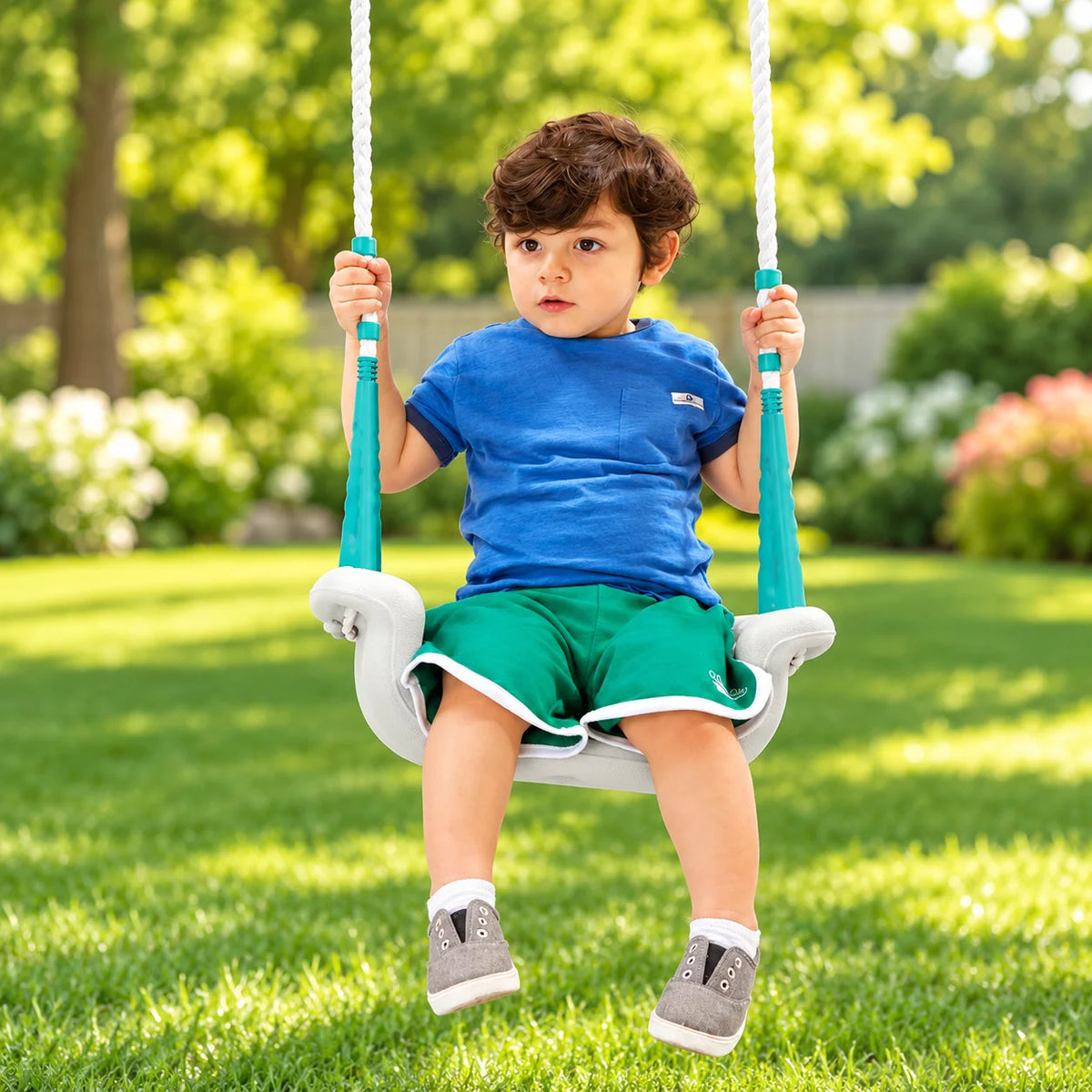 Jumbo Baby Swing Seat – Cream & Teal