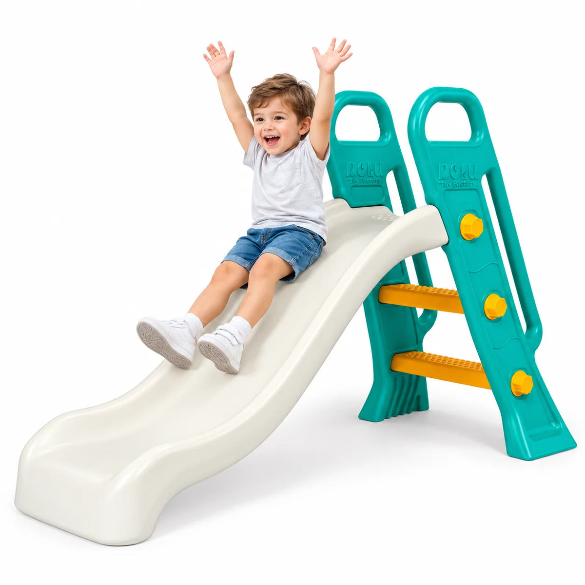 Junior Slide – Cream & Teal