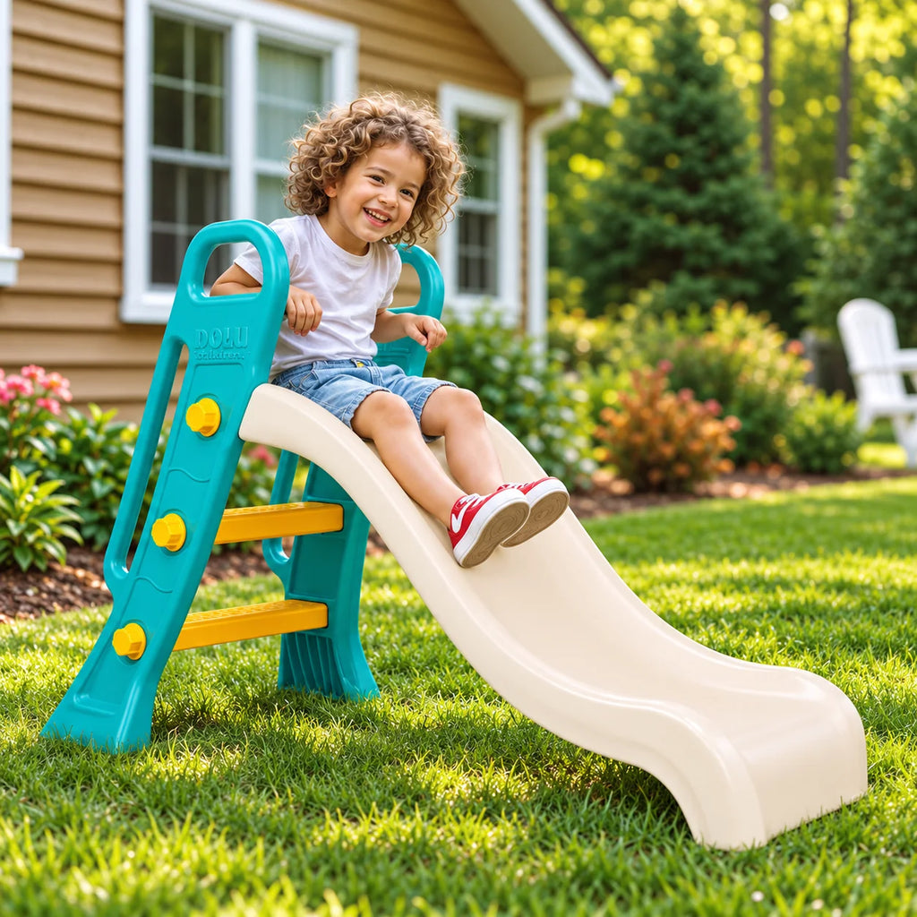 Junior Slide – Cream & Teal