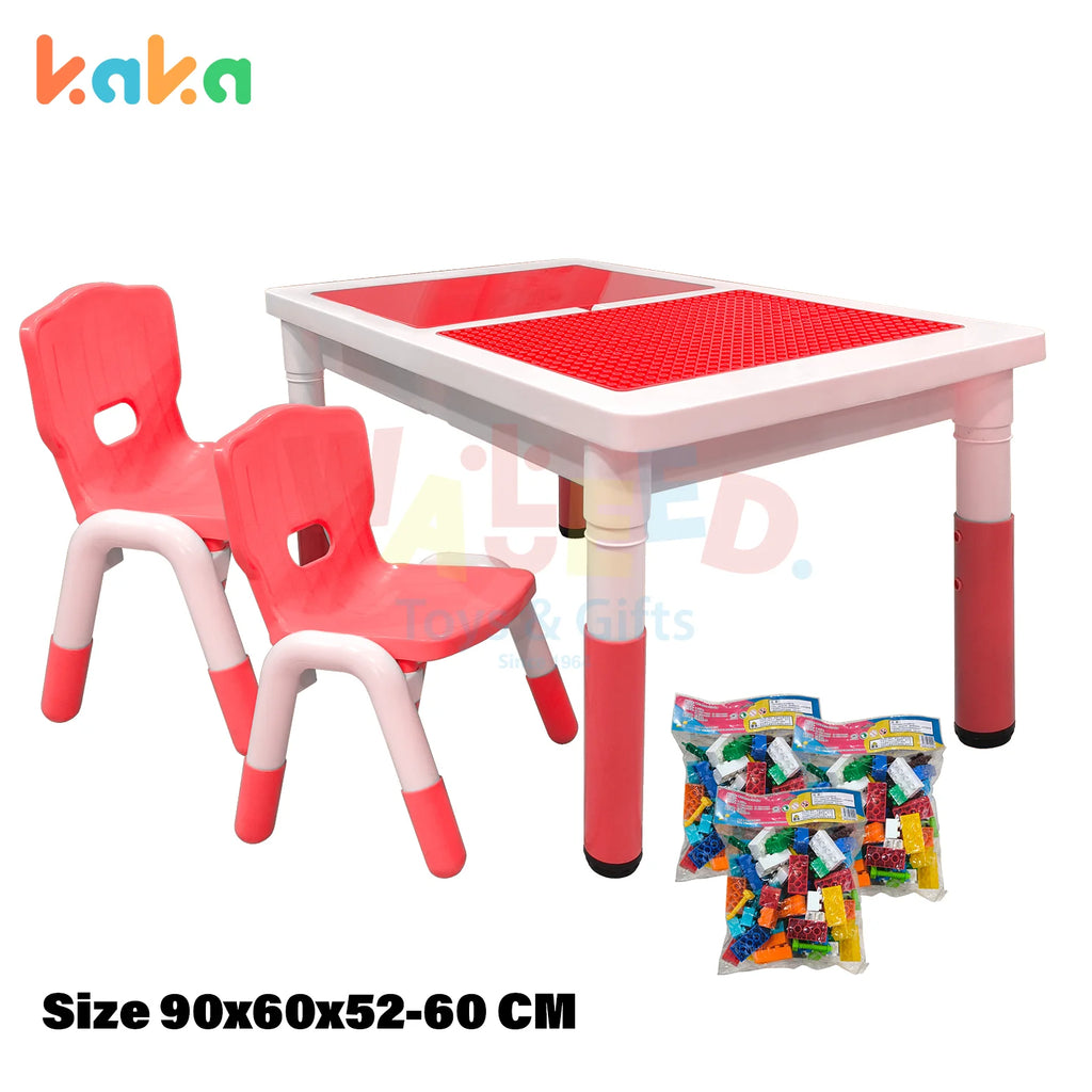 Kaka Kids Sand and Building Block Table with 2 Chairs – Multi-Color