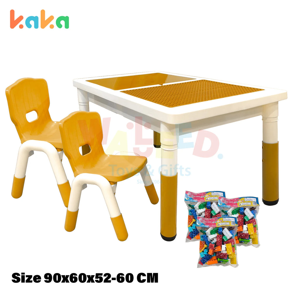 Kaka Kids Sand and Building Block Table with 2 Chairs – Multi-Color