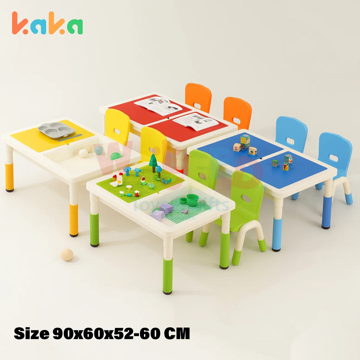 Kaka Kids Sand and Building Block Table with 2 Chairs – Multi-Color