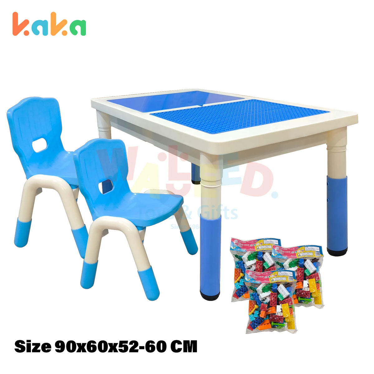 Kaka Kids Sand and Building Block Table with 2 Chairs – Multi-Color