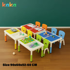 Kaka Kids Sand and Building Block Table with 2 Chairs – Multi-Color