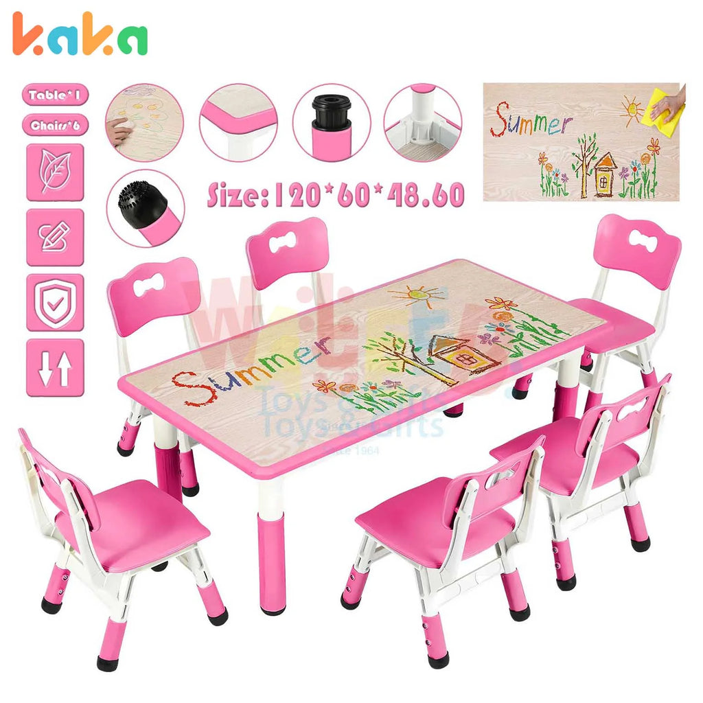 Kids Activity Table with 6 Adjustable Chairs