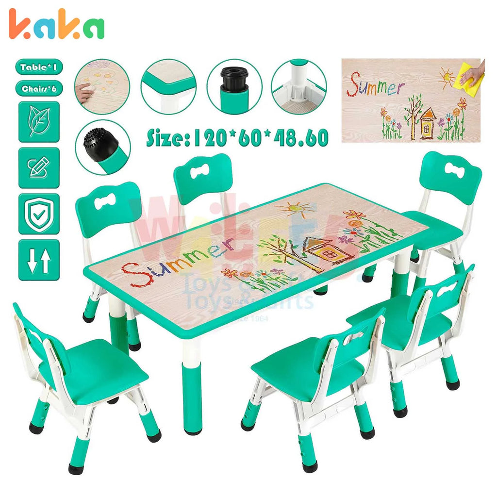 Kids Activity Table with 6 Adjustable Chairs