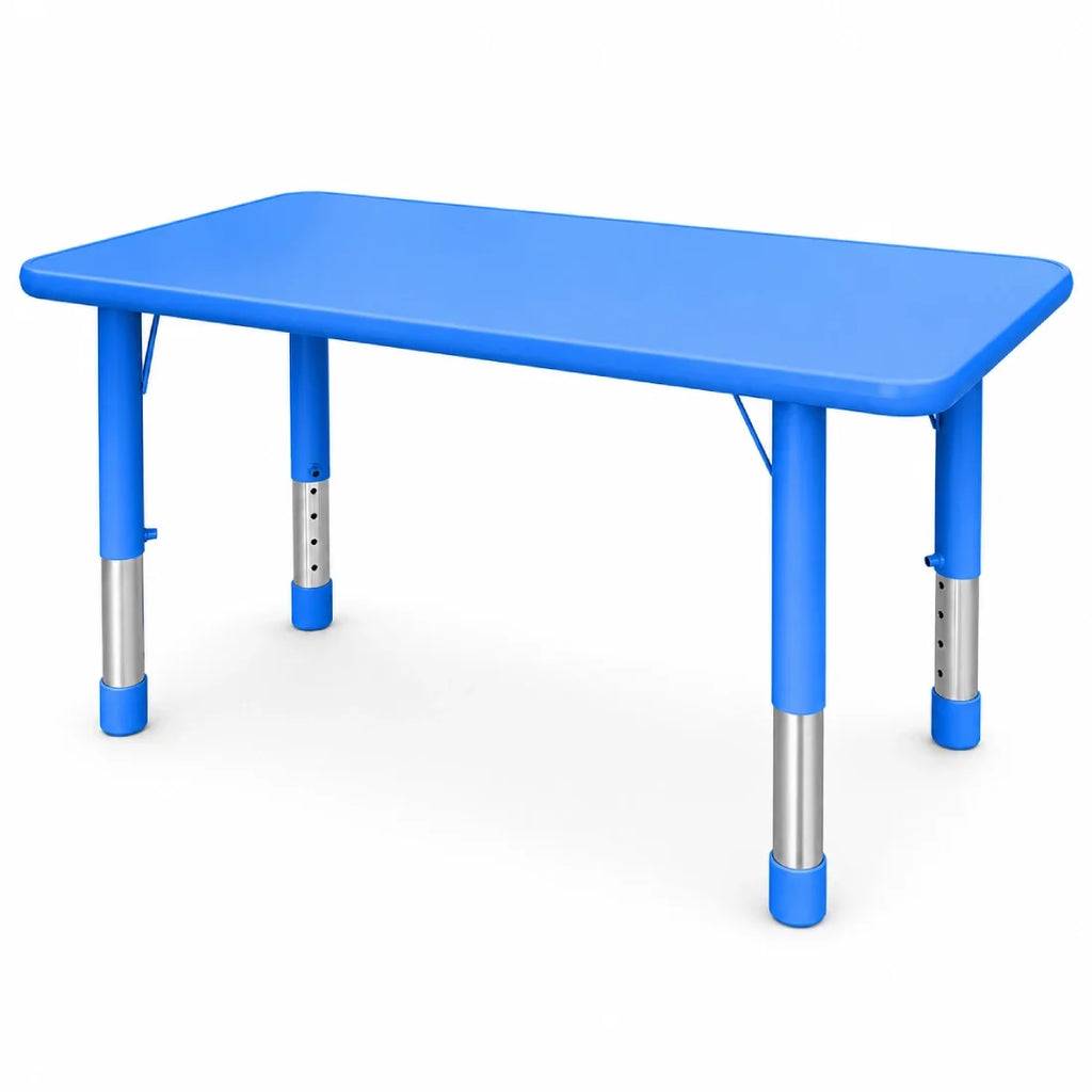 Kids Adjustable Rectangular Table Multi Color Height 48–60cm Study Play