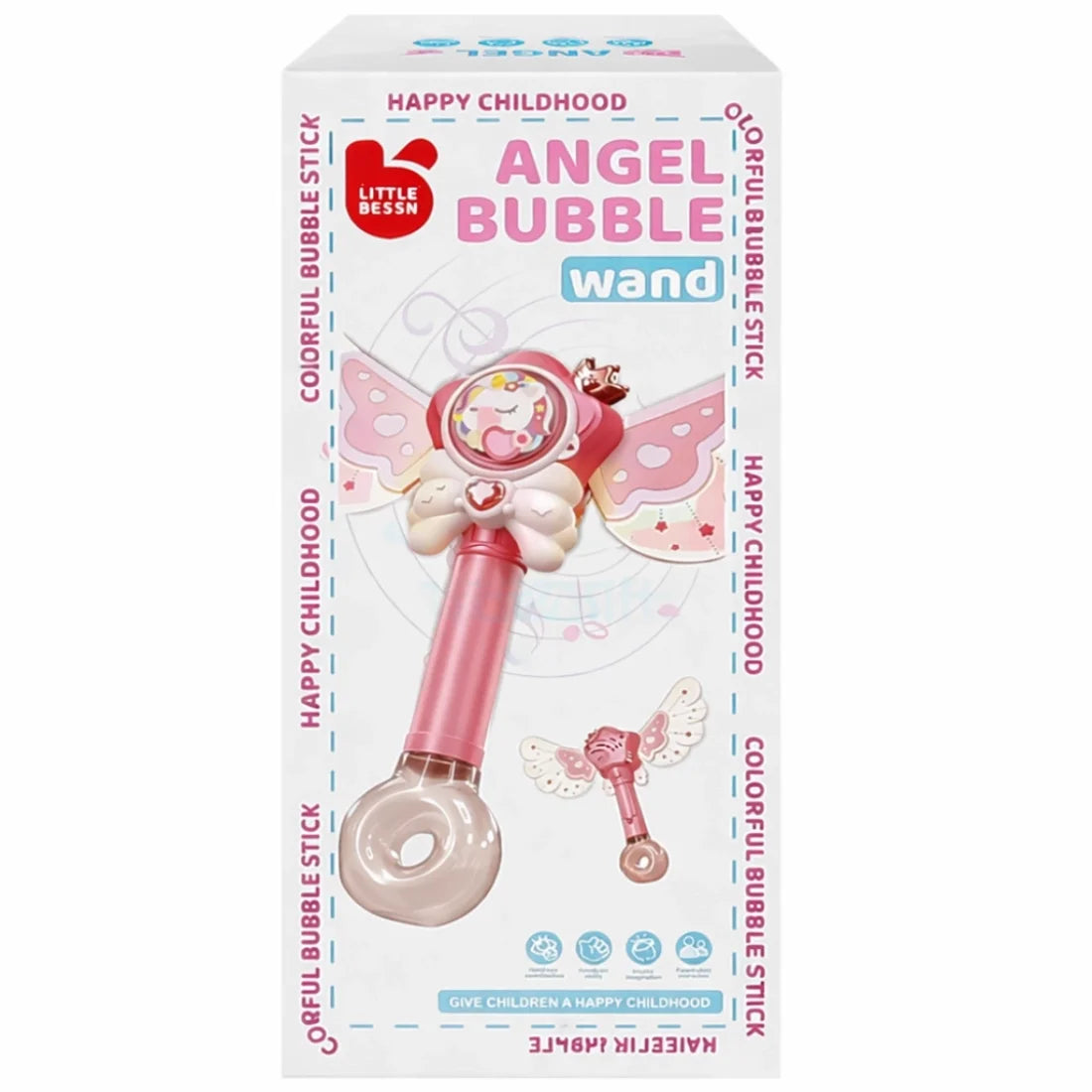 Kids Angel Wing Bubble Wand Light Pink 1 Piece Toy