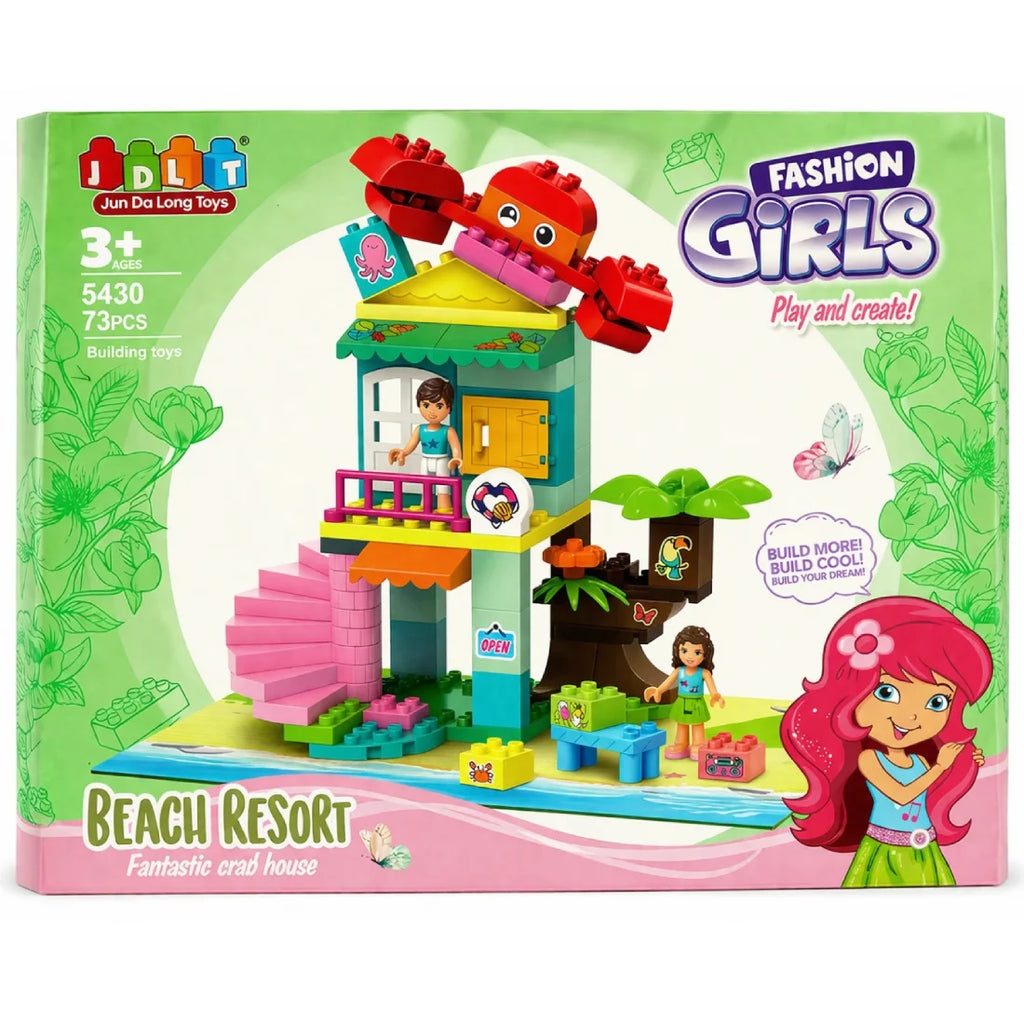 Kids Beach Restaurant Building Blocks Set 73 Pieces Creative Toy