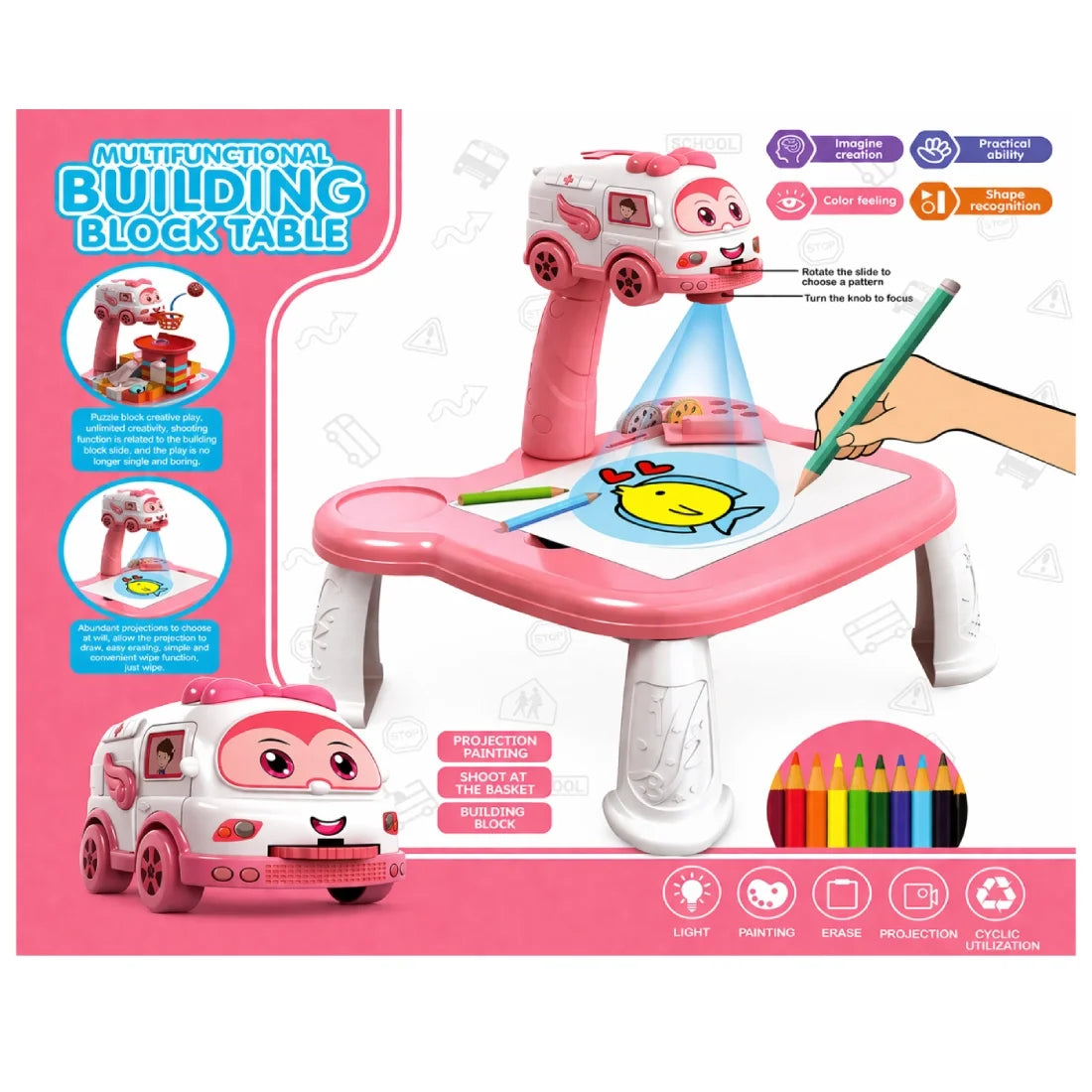 Kids Building Blocks Table Projection Drawing 1 Piece Toy