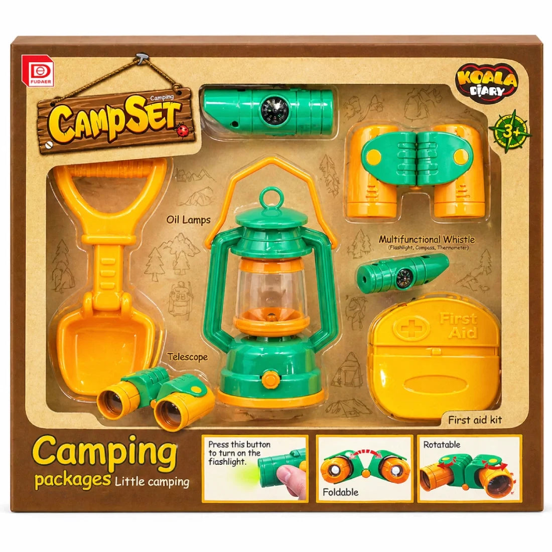 Kids Camping Play Set Adventure Gear Outdoor Explorer Activity Kit