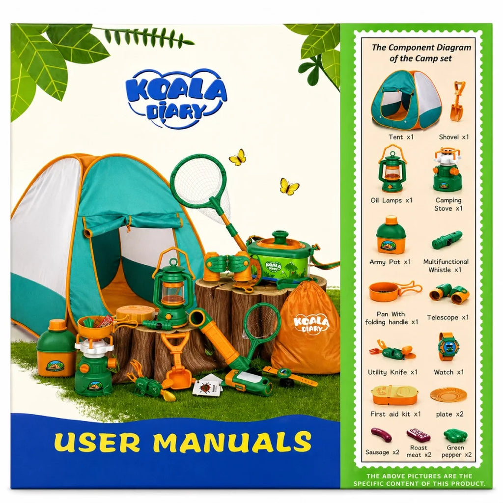 Kids Camping Tent Playset Pop Up Outdoor Adventure Explorer Kit