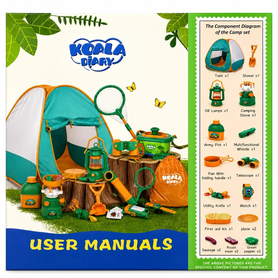 Kids Camping Tent Playset Pop Up Outdoor Adventure Explorer Kit
