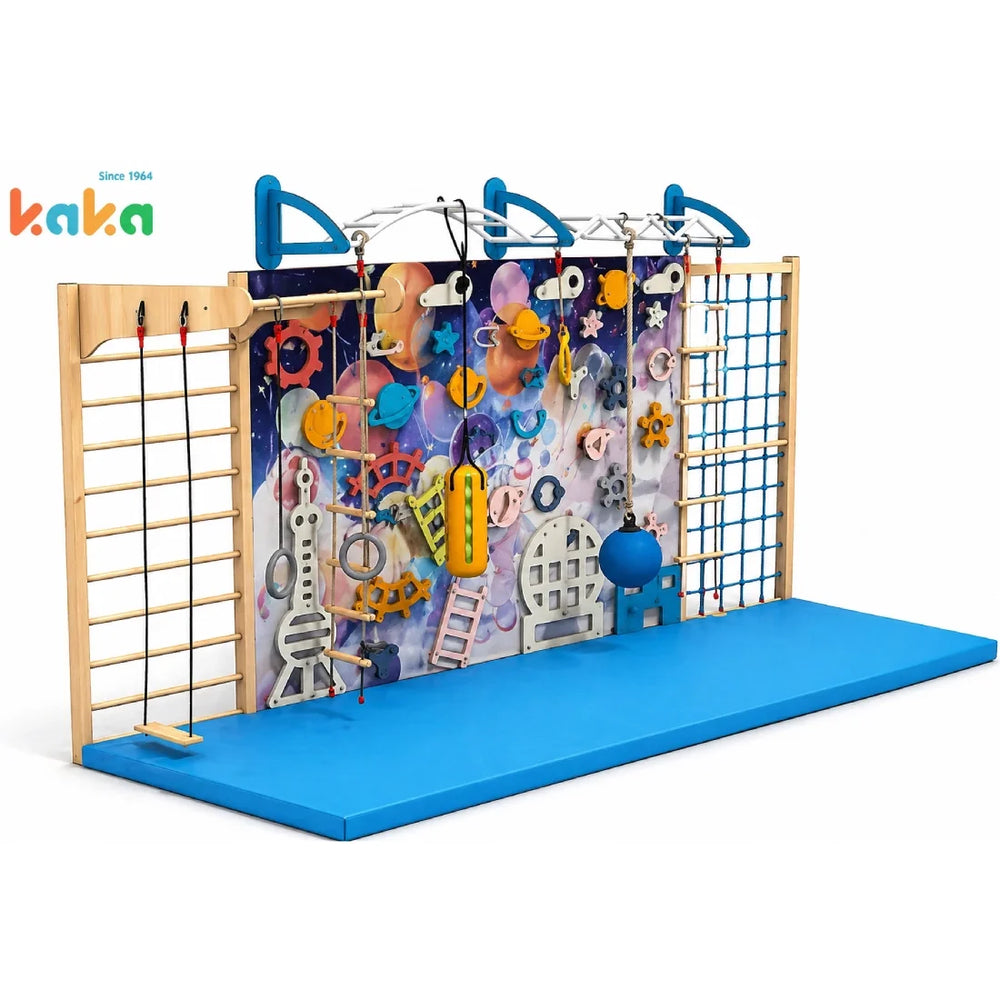 Kids Climbing Activity Wall with Ropes Ladder Indoor Training Playset