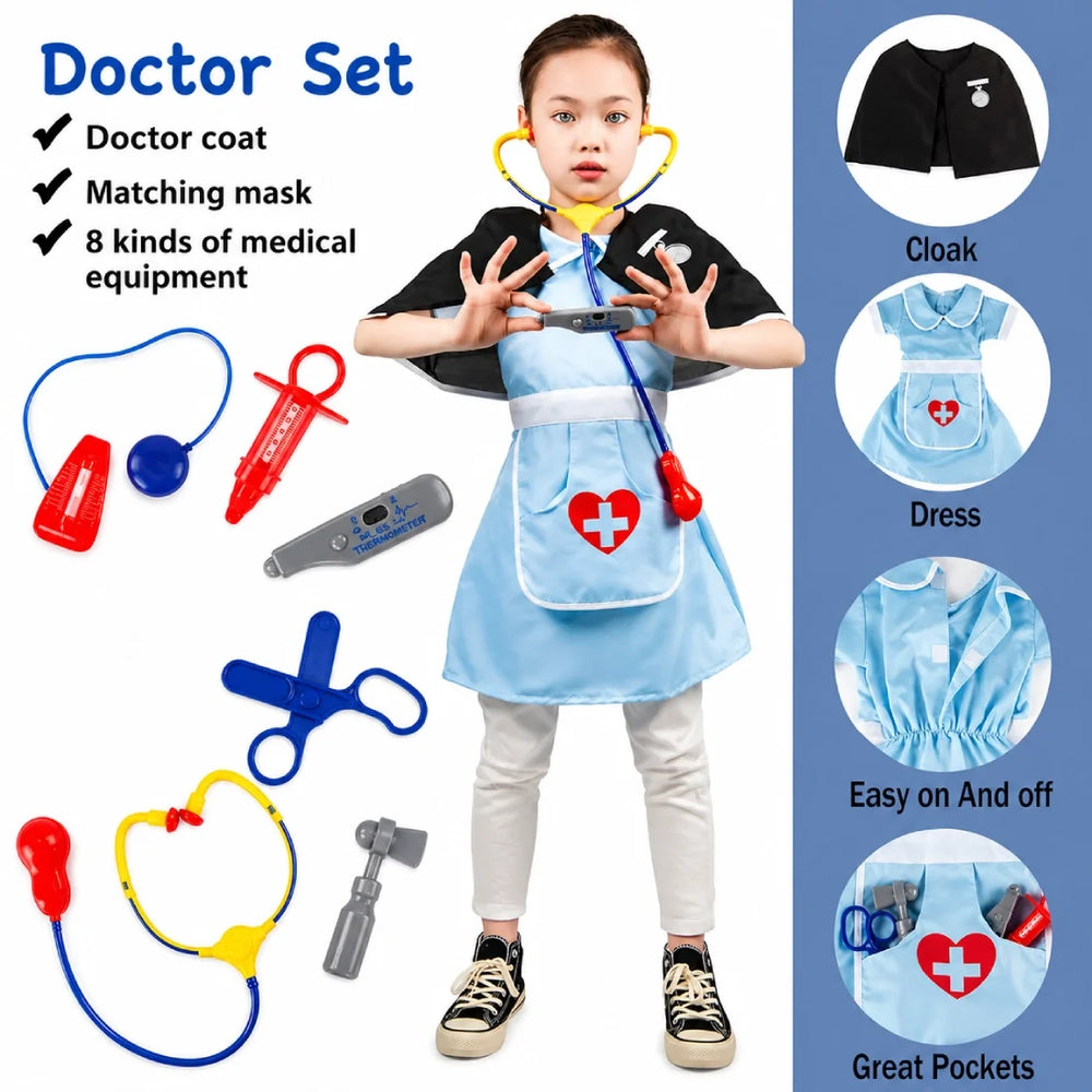 Kids Cosplay Nurse Costume Play Set