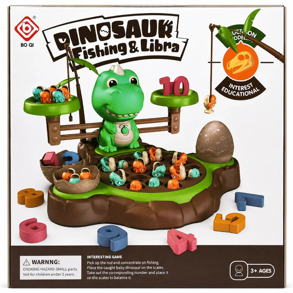 Kids Dinosaur Fishing Game Playset Balance Learning Numbers Activity