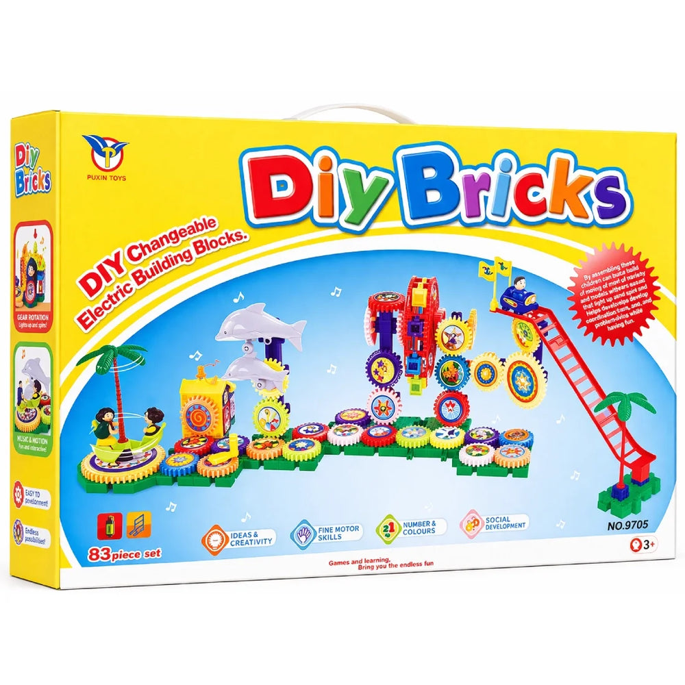 Kids Electric Gear Building Blocks Set 83 Pieces STEM Toy